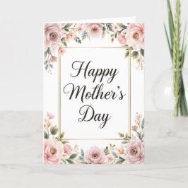 Elegant Glad Mors Dag Mjuk Rosa Blommig Helgkort