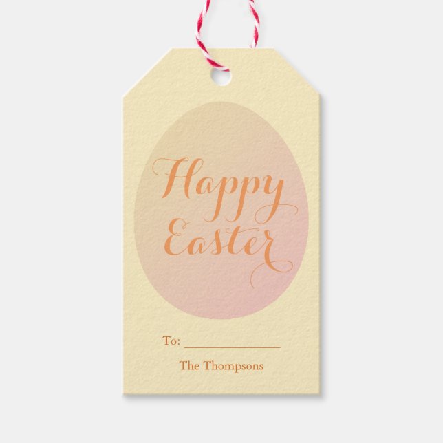 Elegant Glad påsk, färgade ägg, mjuk Gult Presentetikett (Framsidan)