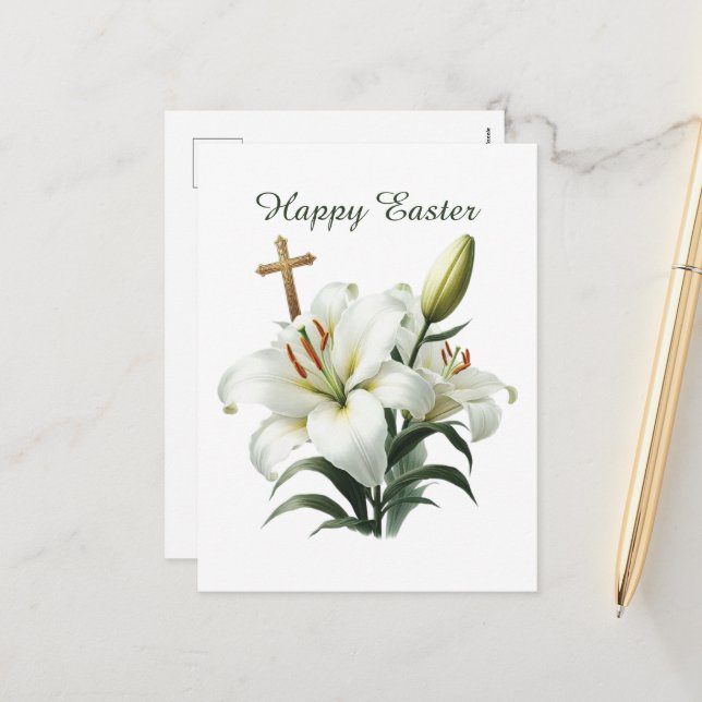 Elegant Glad påsk Lilly Kor Helg Vykort (Fram/Back In Situ)