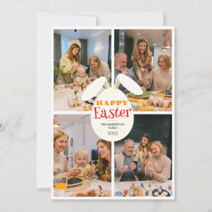 Elegant glad påsk Öron Eggs Family 4-foto Julkort