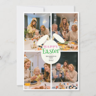 Elegant glad påsk Öron Eggs Family 4-foto Julkort
