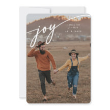 Elegant 'Glädje' Vit Script Nyår Platt Foto