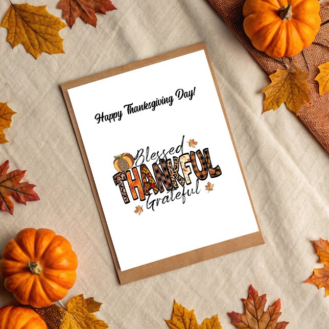 Elegant Gladskalig Thanksgiving Day Postkort Vykort (Elegant Happy Thanksgiving Day Postcard)