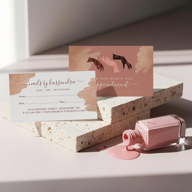 Elegant Glam Beauty Händer Nail Artist Manicuant Tidsbeställning Kort (Elegant Glam Beauty Hands Nail Artist Manicure Appointment Card)