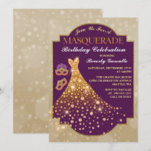 Elegant Glam Birthday Masquerainbjudan