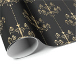 Elegant Glam Black Guld Mönster Presentpapper<br><div class="desc">Denna pappra förpackning har elegant och glam faux guld foil mönster på svart bakgrund.</div>