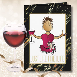 Elegant Glam Black Guld Red Vin Birthday Kort