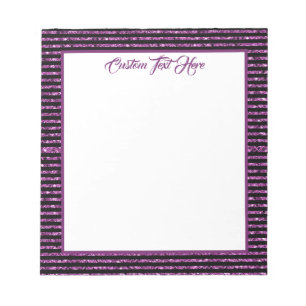 Elegant Glam Black Lila Glitter Gnistra Rand Anteckningsblock