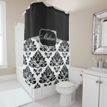 Elegant Glam Black White Damask Diamonds