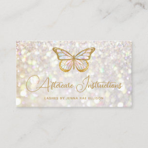Elegant Glam Butterfly Eyelash Extension Eftervård Visitkort