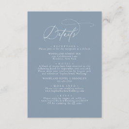 Elegant Glam Dammblå Flourish Bröllopsdetaljer Tilläggskort