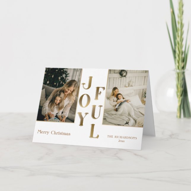 Elegant Glam Guld Glatt typografi och foto Helgkort (Framsida)