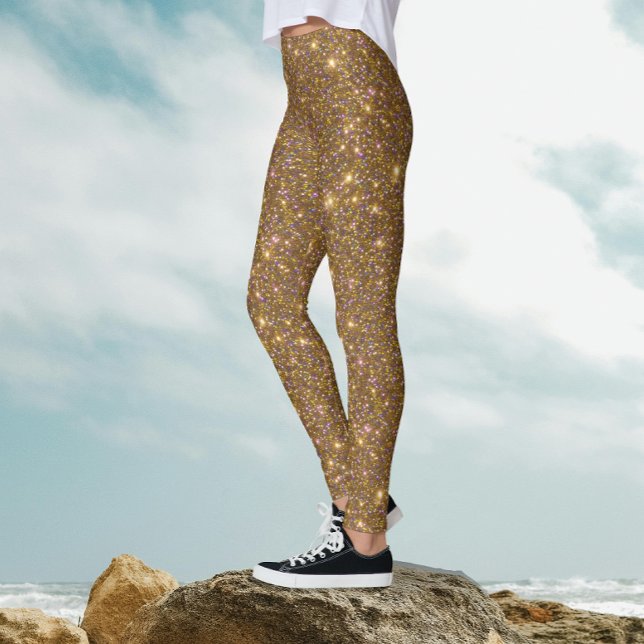 Elegant Glam Guld Glitter Shiny Gnistra Lux Party Leggings (Skapare uppladdad)