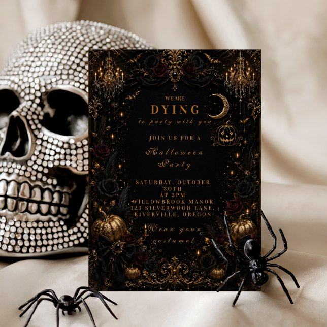 Elegant Glam Halloween-fest Inbjudningar (Skapare uppladdad)