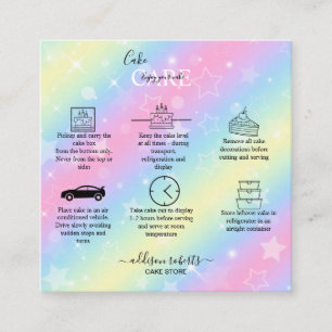 Elegant Glam Iridescent Gnistra Cake Care Square Fyrkantigt Visitkort