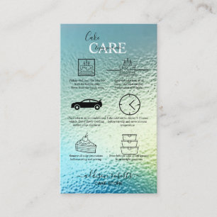 Elegant Glam Iridescent Holograf Cake Care Visitkort