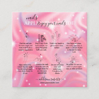 Elegant Glam Iridescent Nagel Application Guide Fyrkantigt Visitkort