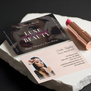 Elegant Glam Luxe Smink Skönhet Konstnär Svart Ros Visitkort
