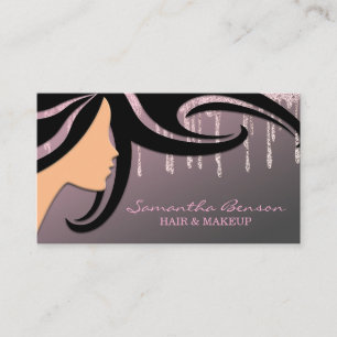 Elegant glam makeup hår guld glitter droppar visitkort