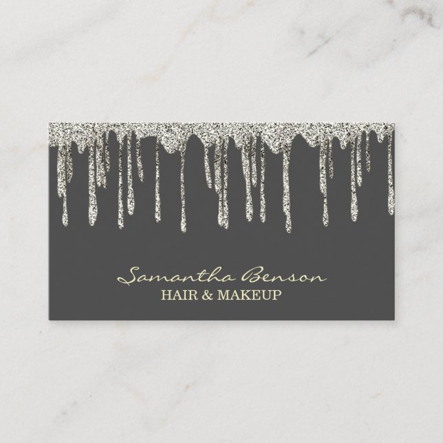 Elegant glam makeup hår  guld glitter droppar visitkort (Framsida)
