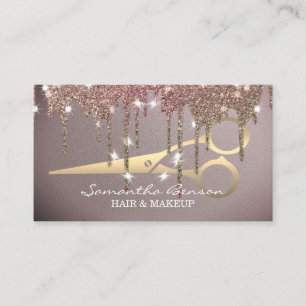 Elegant glam makeup hår rosa glitter droppar visitkort