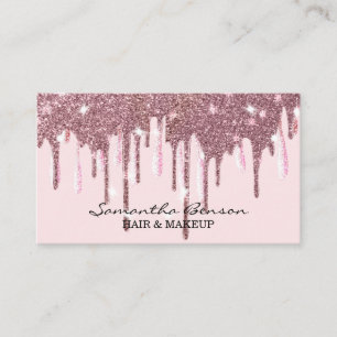Elegant glam makeup hår rosa glitter droppar visitkort