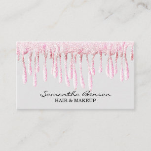 Elegant glam makeup hår rosa glitter droppar visitkort