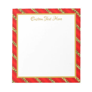 Elegant Glam Red Guld Glitter Rand personalize Anteckningsblock