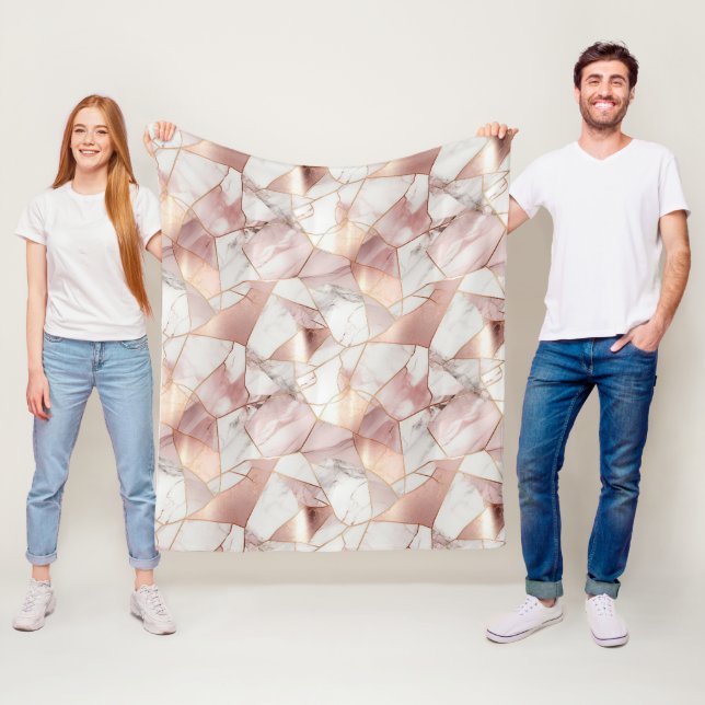 Elegant Glam Ro Guld Agate Marble Mönster Fleecefilt (På plats)