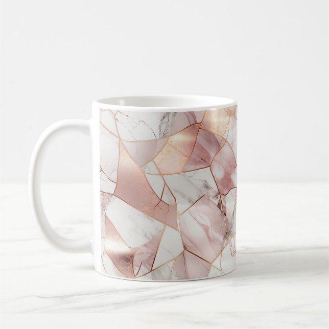 Elegant Glam Ro Guld Agate Marble Mönster Kaffemugg (Vänster)