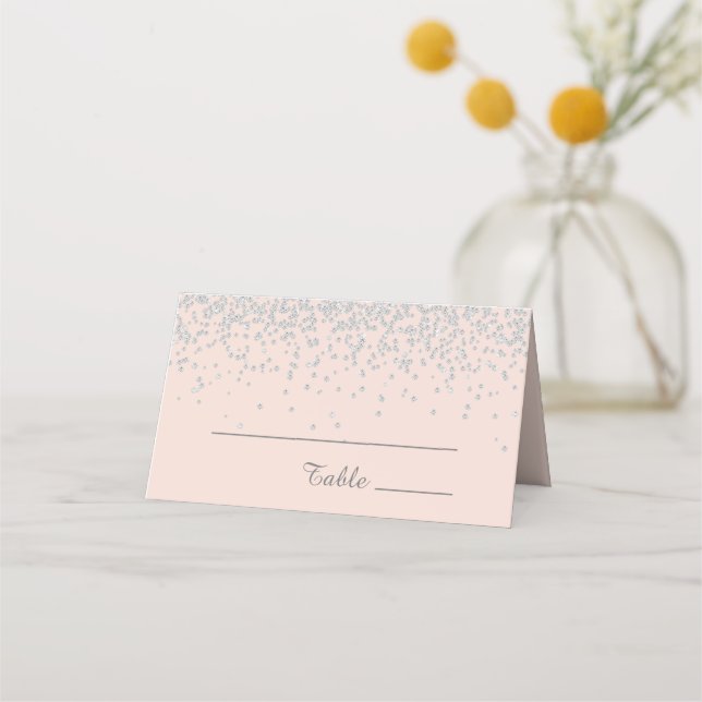 Elegant Glam Röda Rosa Silver Glitter Födelsedag  Placeringskort (Framsida)