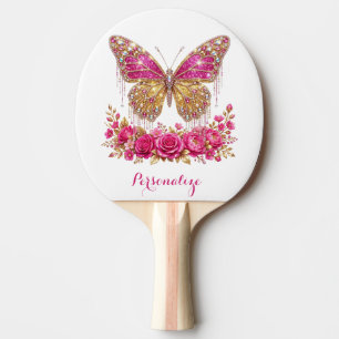Elegant Glam Rosa Fjäril & Ros Personlig Pingisracket