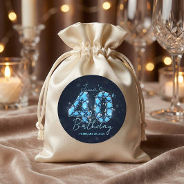 Elegant Glam Sapphire Blue Gemstone 40th Birthday Runt Klistermärke