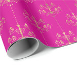 Elegant Glam Shock rosa Guld Mönster  Presentpapper<br><div class="desc">Denna pappra förpackning har elegant och glam faux guld foil mönster på shock rosa.</div>