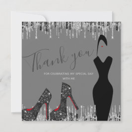 Elegant Glam Silver Guld 50 Fab Birthday Photo Tack Kort