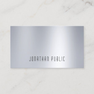 Elegant Glam Silver Se Professionellen Simple Plai Visitkort