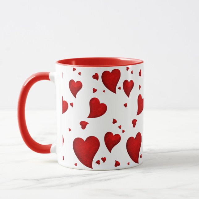 Elegant Glam Snyggt Trendig Red Heart valentine Mugg (Vänster)