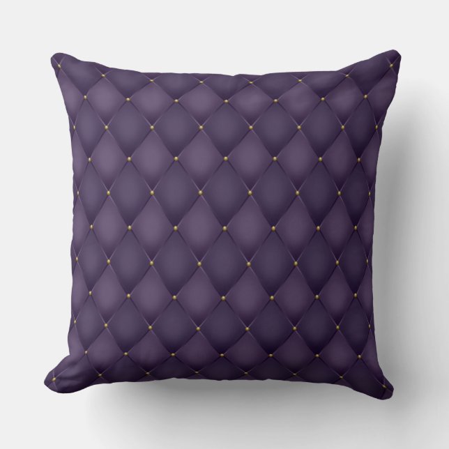 Elegant Glam Tuftad Golden Diamond Lila Kudde (Framsida)
