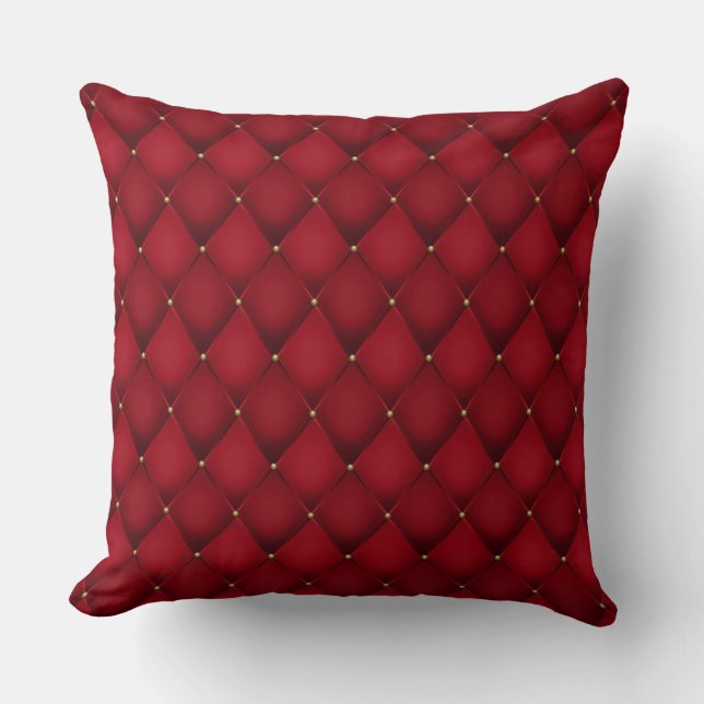 Elegant Glam Tuftad Golden Diamond Red Mönster Kudde (Framsida)