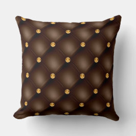 Elegant Glam Tuftad Guld Diamond Chocolate Brown Kudde