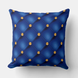 Elegant Glam Tuftad Guld Diamond Royal Blue Kudde