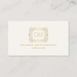 Elegant Glamor Art Deco Monogram Ivory/Guld Visitkort