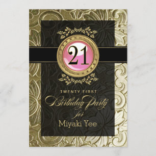 Elegant Glamor Embossed 21:a födelsedagen Inbjudningar