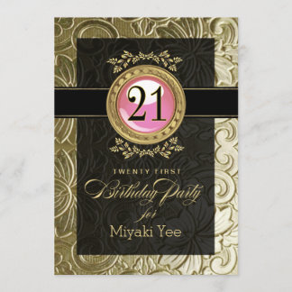 Elegant Glamor Embossed 21:a födelsedagen Inbjudningar