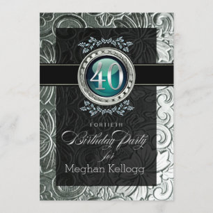 Elegant Glamor Embossed 40:e födelsedagen Inbjudningar