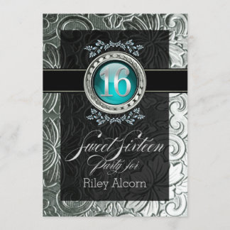 Elegant Glamor Embossed Sweet sixteen Inbjudningar