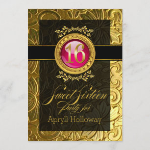 Elegant Glamor Embossed Sweet sixteen Inbjudningar