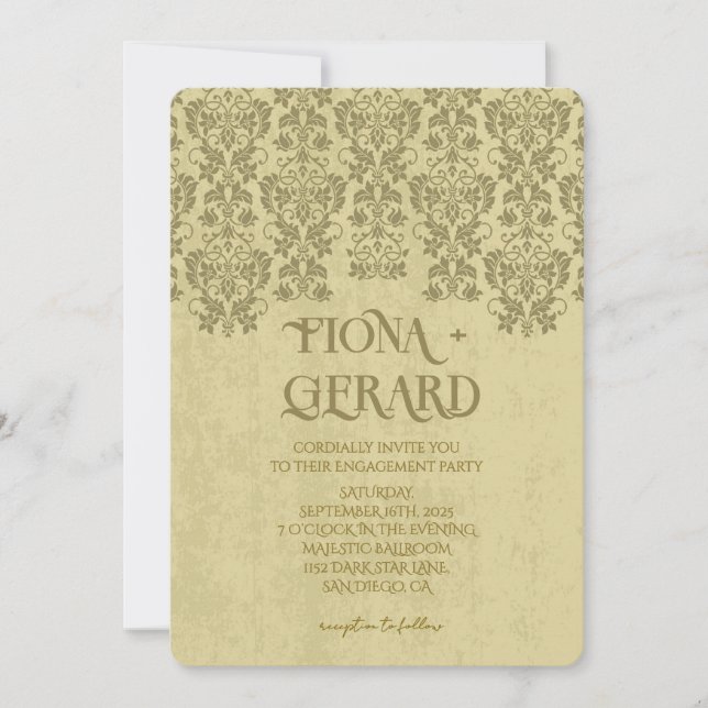 Elegant Glamor Lace Engagement Party Invitation Inbjudningar (Framsida)