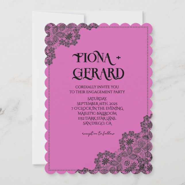 Elegant Glamor Lace Engagement Party Invitation Inbjudningar (Framsida)