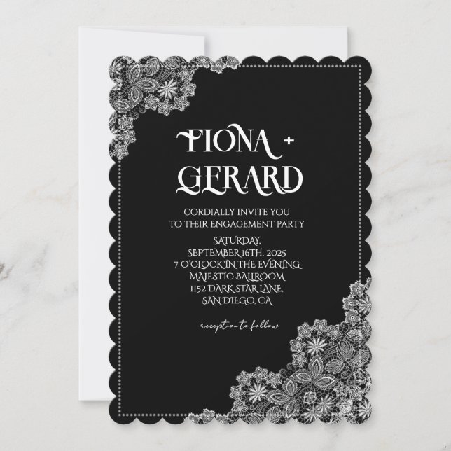 Elegant Glamor Lace Engagement Party Invitation Inbjudningar (Framsida)